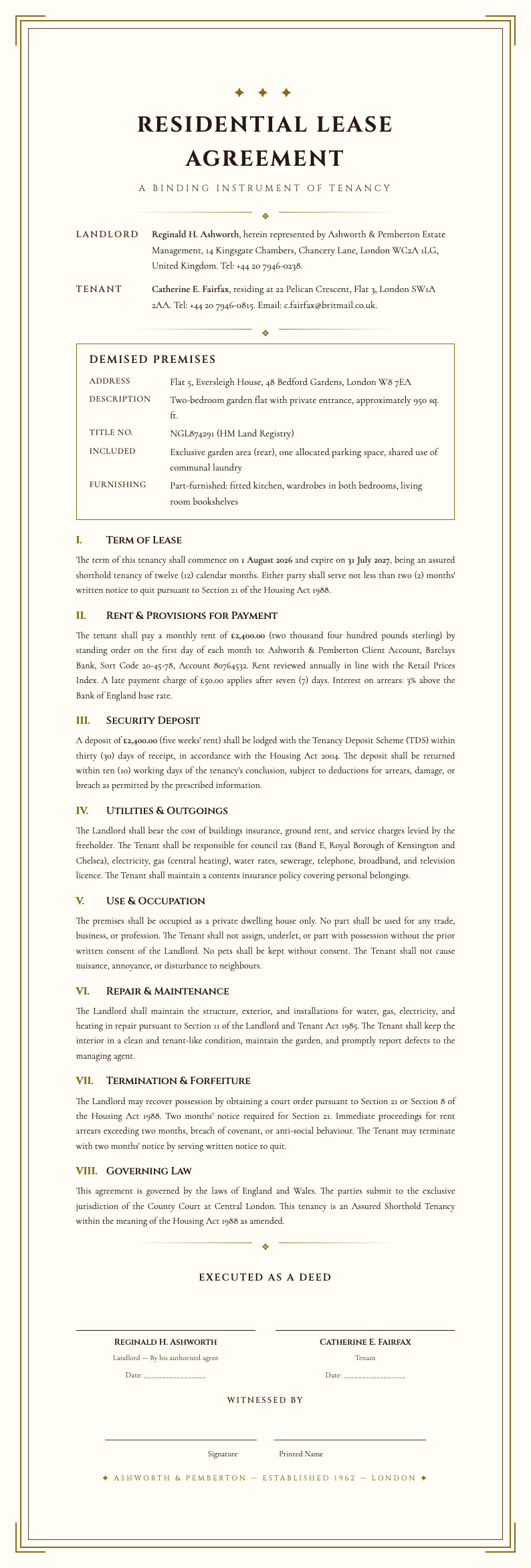 Formal bordered rental agreement